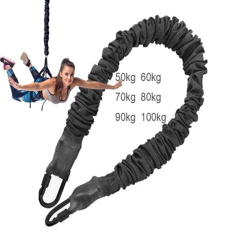 Full Set 50kg-150 Pounds Aerial Bungee Jumping Equipment Latex Bungee Cord Dance Fitness Resistance High Safety Eco-Friendly
