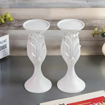 Elegant White Floral-Shaped Resin Candle Holders Artistic Candle Stands Handcrafted Resin Crafts