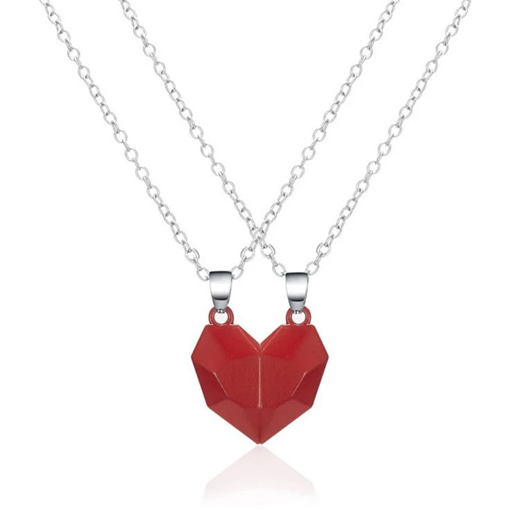 Creative Magnet Couples Necklace for Women Men Two Souls One Heart Pendant Choker for  Wishing You Me Boyfriend Girlfriend