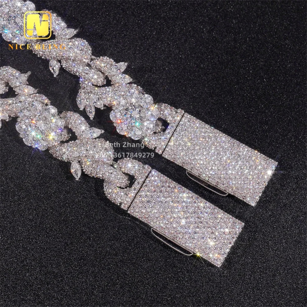 Custom Cuban Chains Fashion Hip Hop Jewelry 15mm Brass CZ Diamond Link Necklace Men Unique Design Cubic Zirconia Necklaces