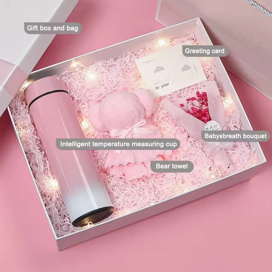 Hot Selling Custom Logo Gift Box Set Thermostatic Cup Vaccum Flask Ceramic Tea Coffee Mug for Mothers Day Valentine Wedding