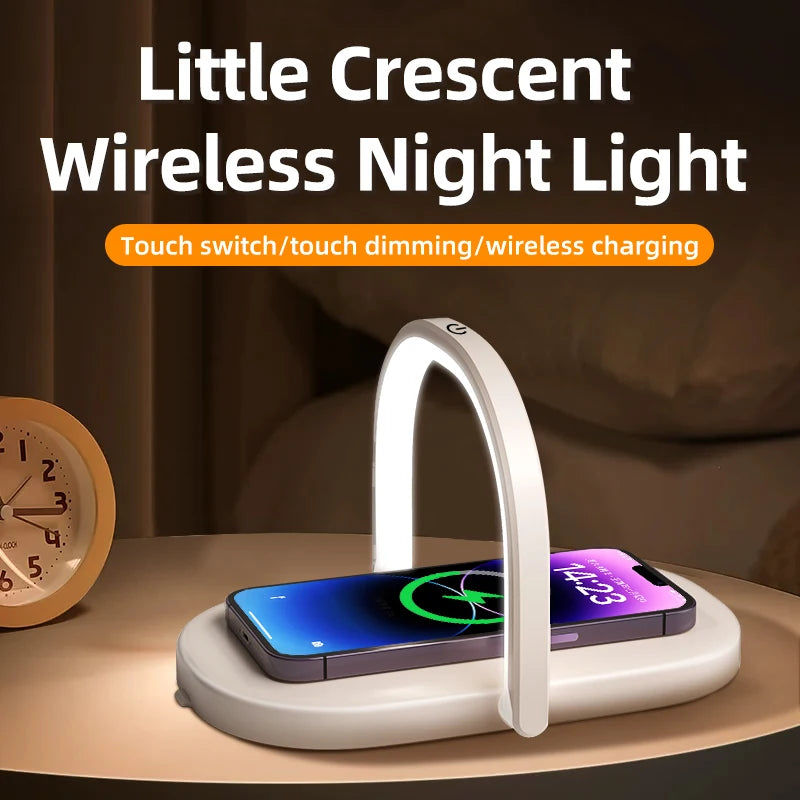2024 Hot  Led Table Desk Lamp With Phone Wireless Chargers Stand 15w Fast Wireless Phone Charger Lamp Wooden 2024 New