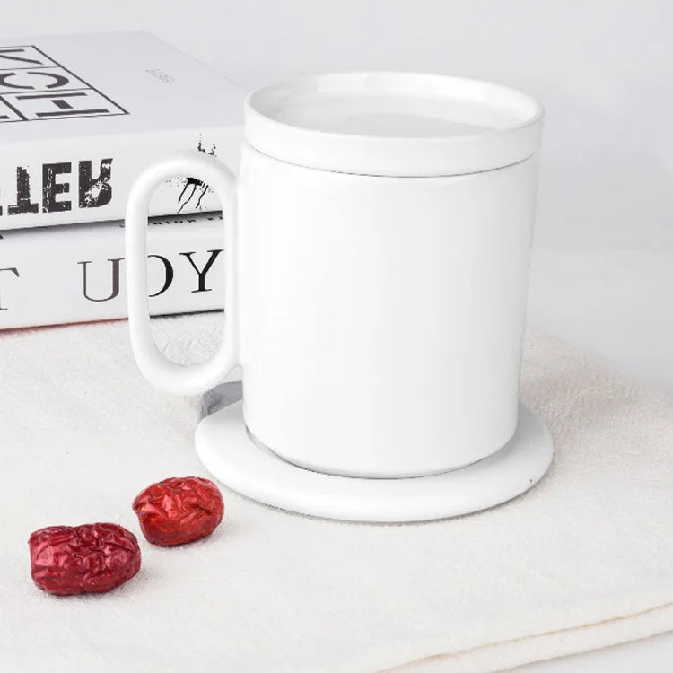 Dropshipping Electric Usb Cup Warmer Thermostatic Mug Heater Ceramic Cup With Wireless Charger