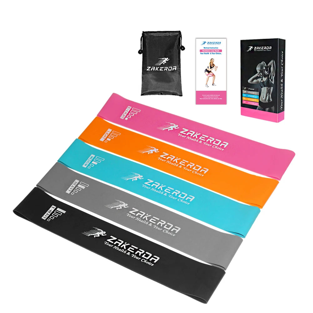 2024 Wholesale Zakerda Elastic Fitness Bands Set Training Pink Latex Loop Exercise Resistance Bands Set Gym Yoga Sport Workout