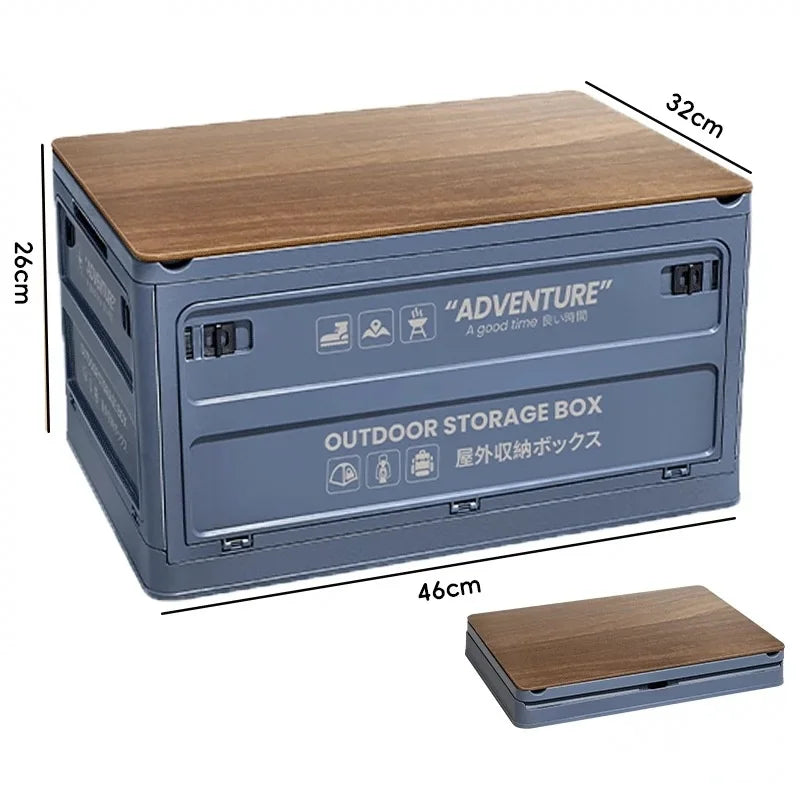 Organizing Storage Moving Foldable Plastic Storage Box Wood Lid Foldable Stackable Storage Box Organizer