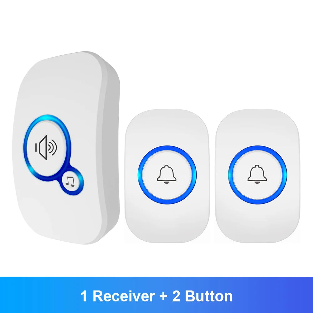 Fuers Wireless Smart Doorbell Home Security Alarm Welcome Doorbell LED Light 32 Songs with Waterproof Button easy Installation
