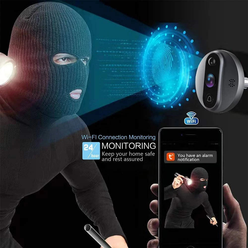Tuya Smart Low Power Home 3MP Smart Video Doorbell Two Way Audio Ring Bell 2.4G WIFI Wireless Door Peepholes Eye With Camera