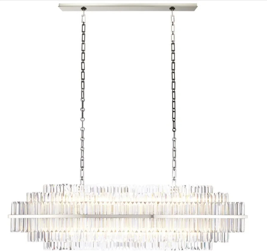 Decorative Round Pendant Hanging Lighting and Lamps Fixture Dining Room Gold K9 Crystal Linear Modern Rectangular Chandelier