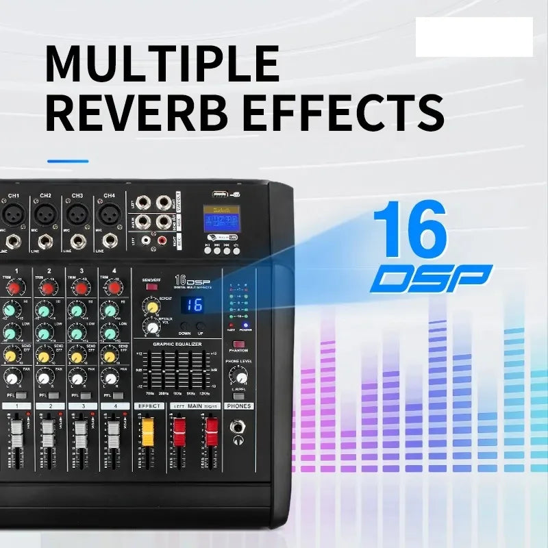 Good 402D 4 Channel Studio Mixer Professional Karaoke Mixer Amplifier Sound Audio System Audio Mixer with Power Amplifier for DJ