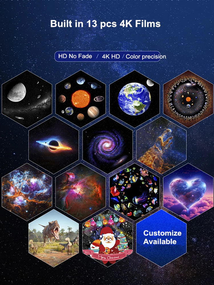 Upgrade Shooting Star 13 in 1 Galaxy Star Projector Ultra Clear Space Ball Planetarium Proyector Night Light Lamp for Kids Gifts