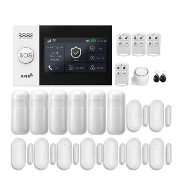 Tuya Smart Wireless Touch GSM WIFI Home Security Alarms System Kit With Pir Motion Sensor Door Sensor Rfid Card