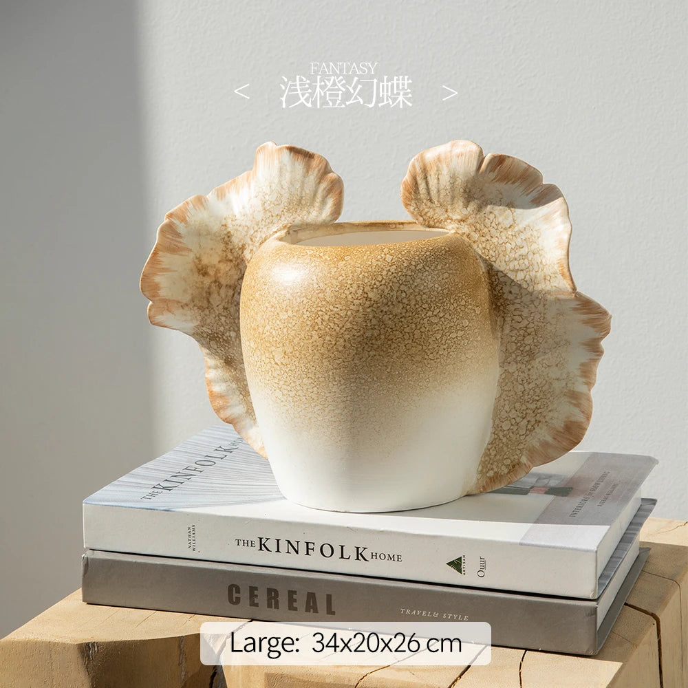 Merlin Living Hand Painting Flower Vase for Home Decor Butterfly Vase Ceramic Decoration Chaozhou Ceramic Factory Wholesale