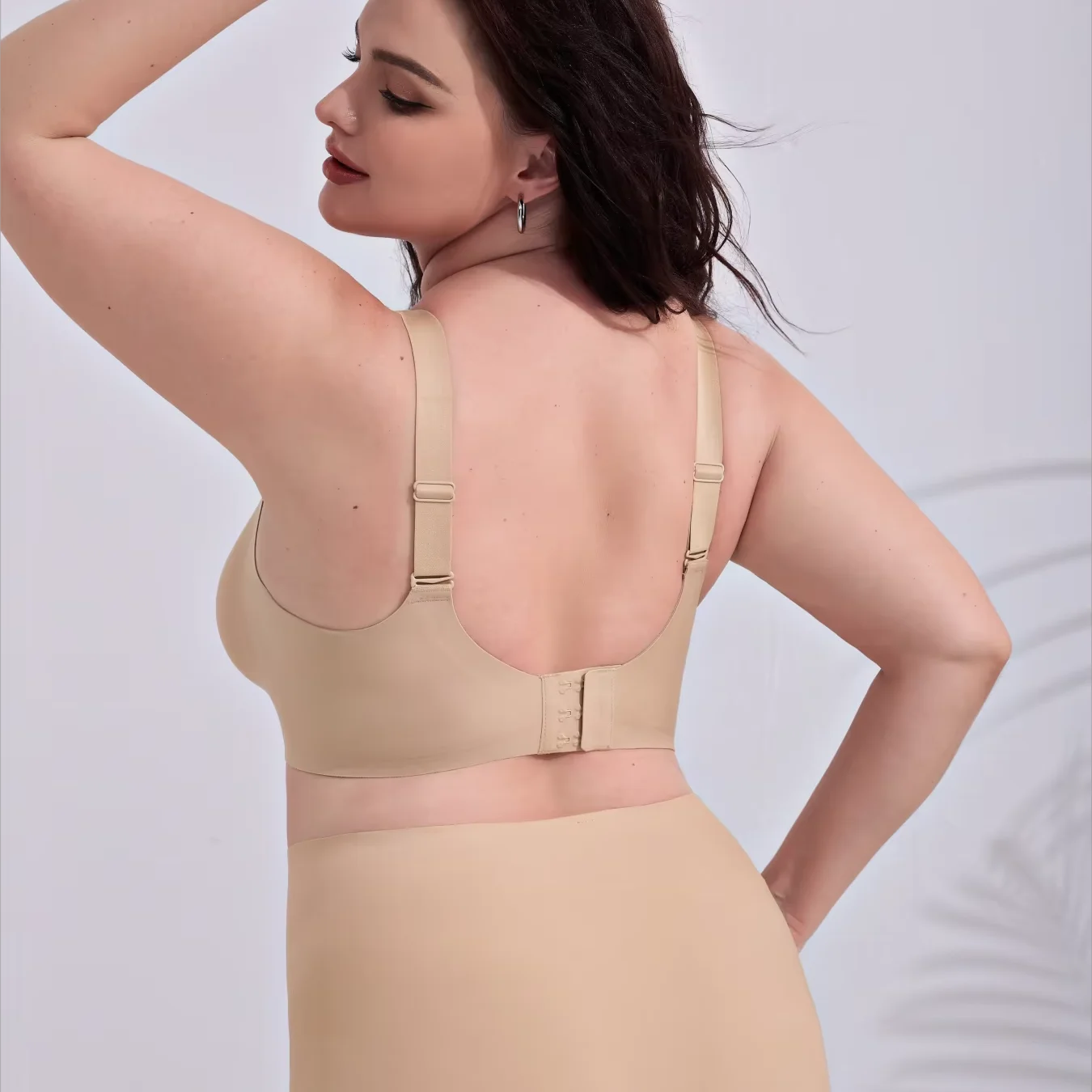 Nude Tone 4XL Wireless Bra - Seamless Jelly Support Minimizer for Full Bust Side Smoothing No-Dig Bralette with Skin Tone