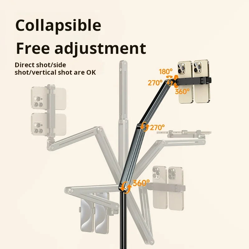 360-Degree Adjustable Universal Desk Holder Mechanical Phone Tablet Stand with Height Adjustable Metal Compatible All Devices