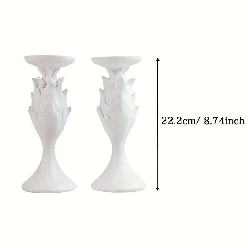 Elegant White Floral-Shaped Resin Candle Holders Artistic Candle Stands Handcrafted Resin Crafts