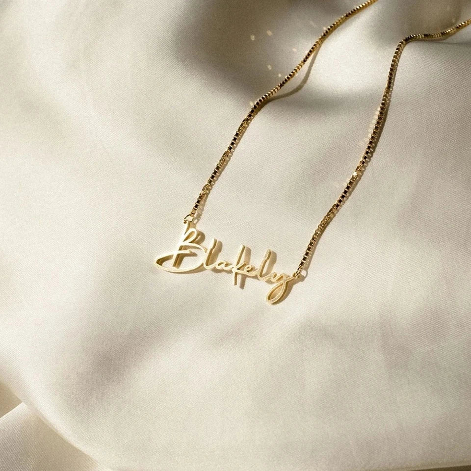 Fashion Stainless Steel Personalized Name Necklace with Link Chain Gold Color Choker Pendant Nameplate Dropshipping Jewelry