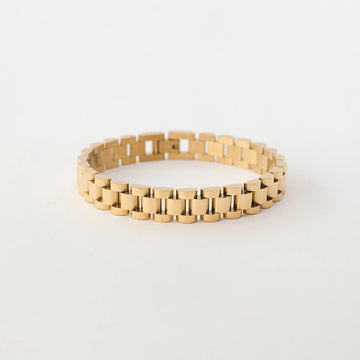 Fashion Waterproof Chunky Jewelry 18K Gold Plated Stainless Steel Wristwatch Chain 10mm Wide Watch Band Bracelet YF3137-1