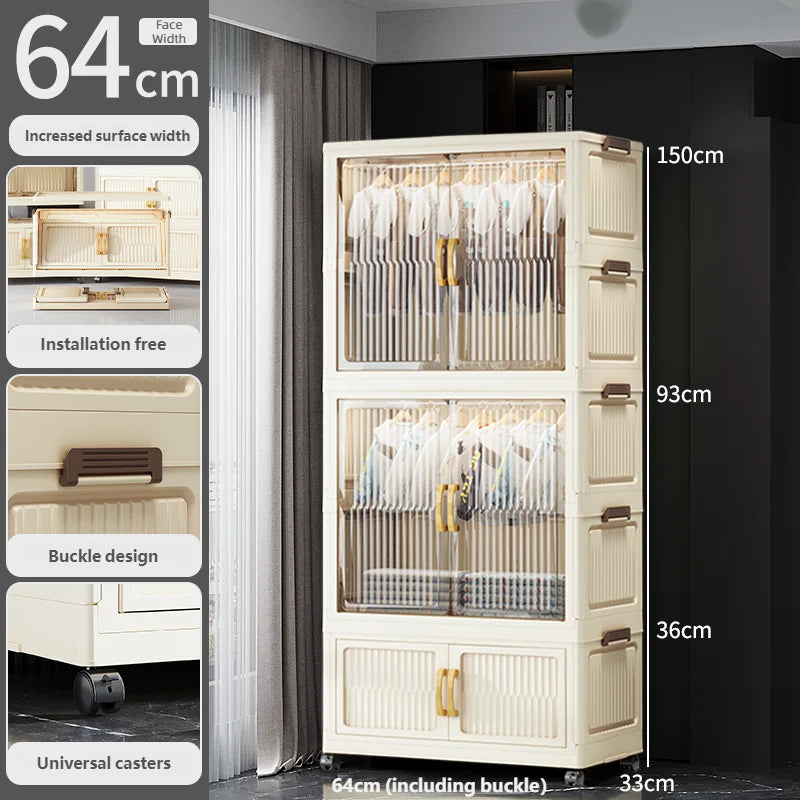 55-85CM Multifunctional Wardrobe Thickened And Movable Cabinet Suitable For Organizing In Children'S And Babies' Bedrooms