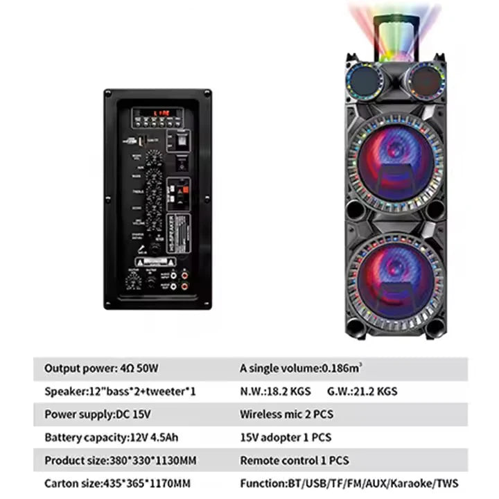 New Arrive Dual 12 Inch Media 50 W High Power Big Speakers Outdoor Dj Party Karaoke Speakers