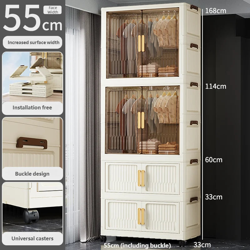 55-85CM Multifunctional Wardrobe Thickened And Movable Cabinet Suitable For Organizing In Children'S And Babies' Bedrooms
