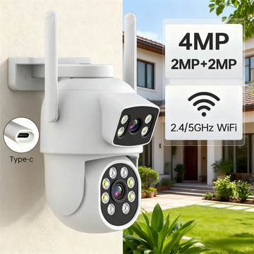 High Definition 4mp Dual Lens Outdoor Wifi Security Camera Night Vision Full Color Human Motion Detection Cctv Camera System