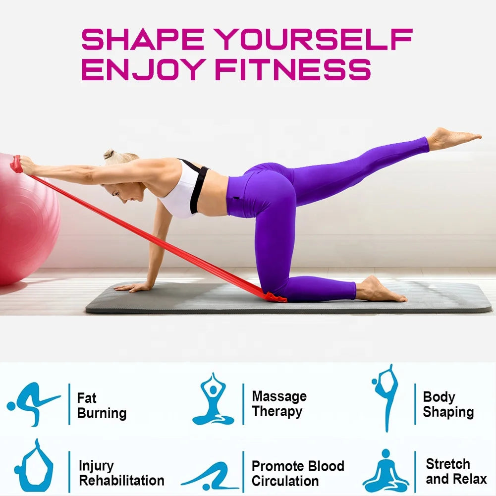 Elastic Physical Therapy Yoga Stretch Strips Bands Workout Home Gym Exercise Resistance Bands Body Building Sport Fitness Bands