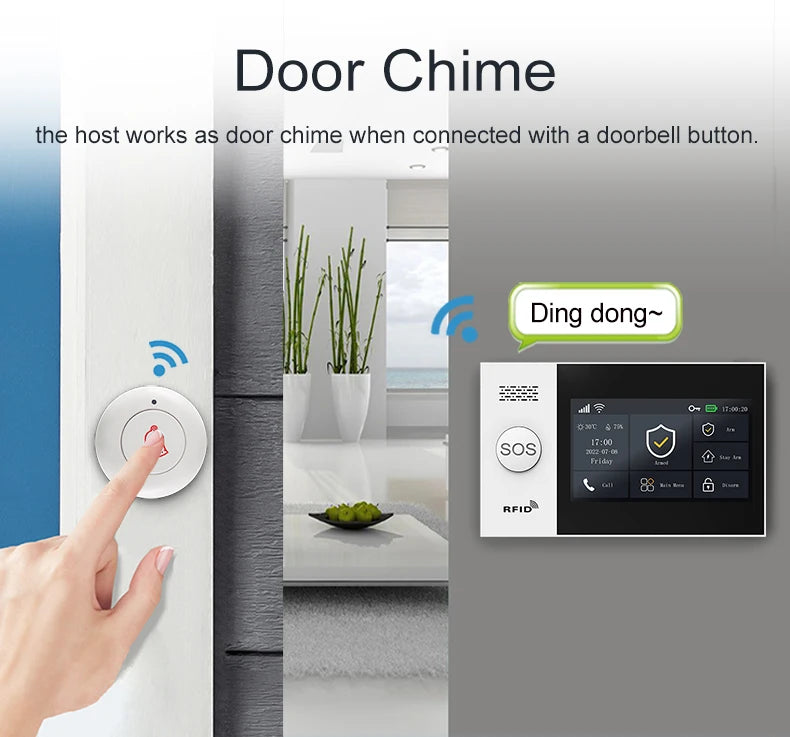 Tuya Smart Wireless Touch GSM WIFI Home Security Alarms System Kit With Pir Motion Sensor Door Sensor Rfid Card