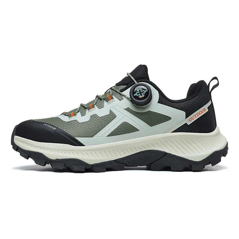 New Waterproof Hiking Shoes Men Outdoor Trekking Boots Lightweight Breathable Durable Large Size Spiral Buckle Design