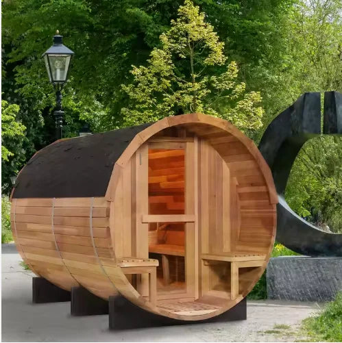 Outdoor Traditional Steam Barrel Traditional Steam Sauna Red Cedar Outdoor Sauna Room 4 Person