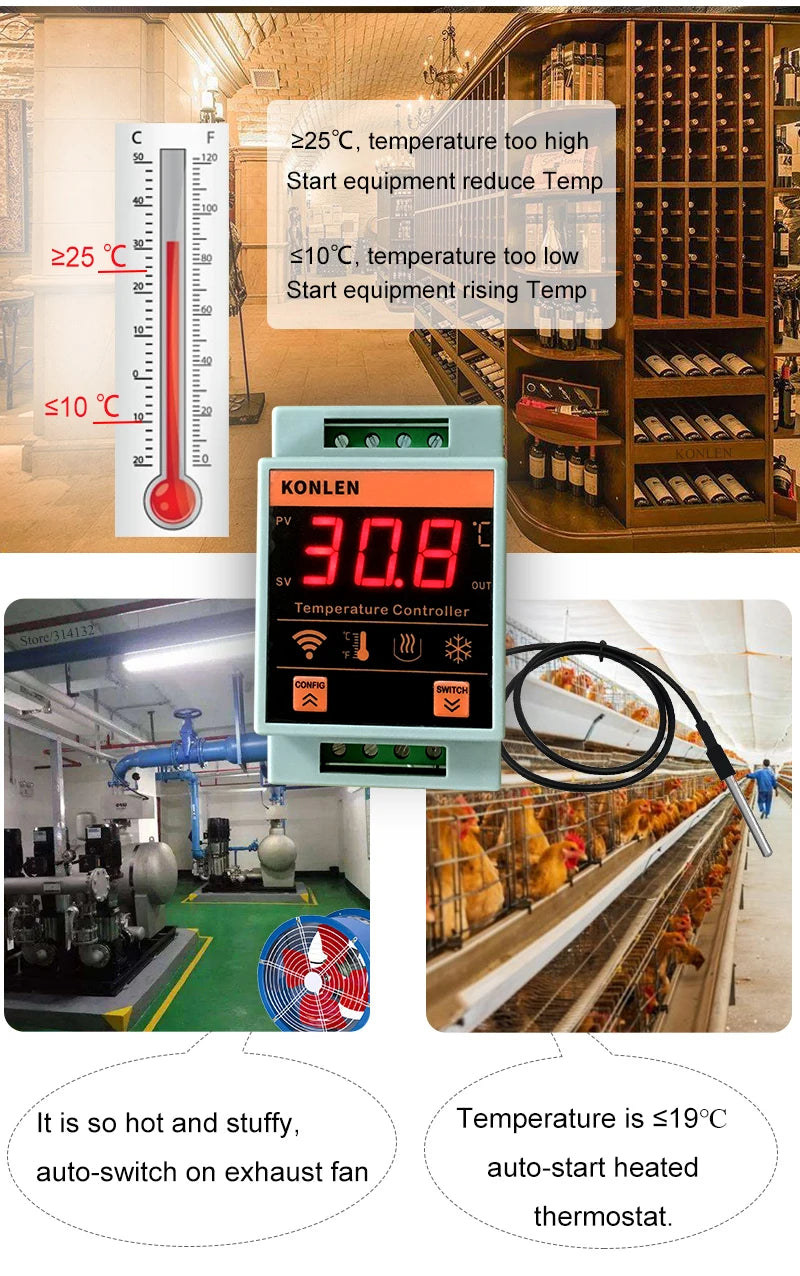 WIFI Tuya Temperature Sensor Heater Freezer Controller Digital Thermometer Monitor Alarm Remote Control Thermostat Smart Life