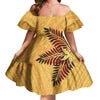 Off Shoulder Layered Ruffle Sleeve Tiered Twirl Dress Hawaiian Hibiscus Flower Printed Mini Dress Vestidos Para Fiesta Hawaiana