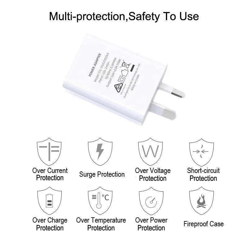 Premium RCM SAA C-Tick Certified Australia AU PLUG 5VDC 2A 10W USB Wall Travel Charger for All Mobile Phones