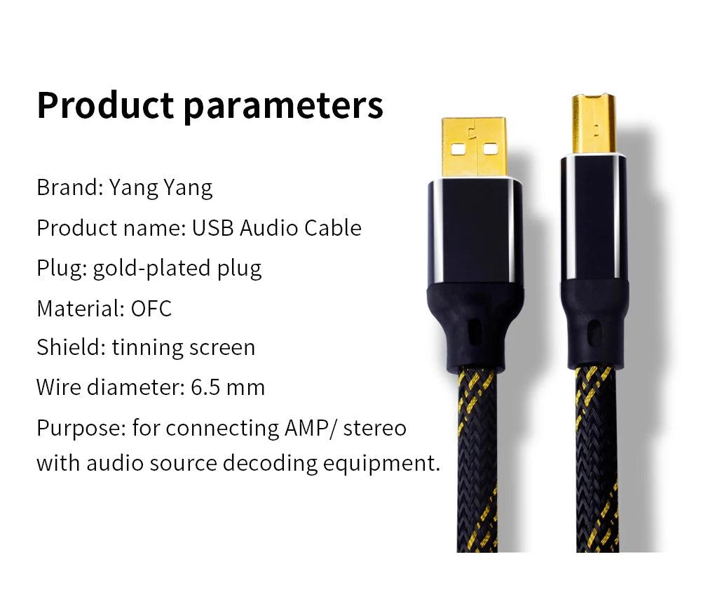 YYAUDIO Hifi USB Cable DAC A-B C-B C-C A-C Digital Audio High Quality OFC Silver Plating Type A to Type B Hifi Usb Typec Cable