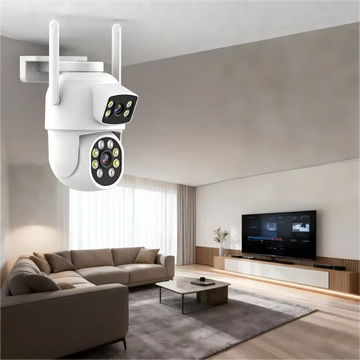 4mp Security Camera Two Lenses Ptz 360 Degree Wireless Wifi Auto Tracking Two Way Audio Memory Card Outdoor Security Camera