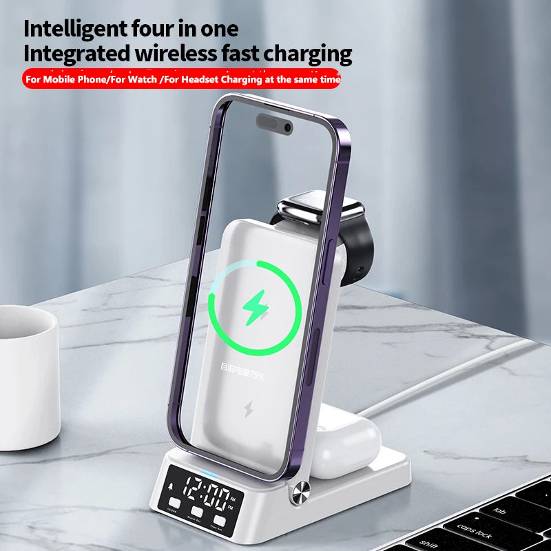 Alarm Clock for iPhone 15 14 Holder 3 in 1 Wireless Chargers Phone Holder Station for Watch Trending Products 2025 New Arrivals