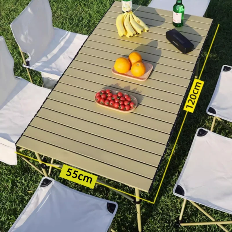 Modern Design Portable Folding Carbon Steel Picnic Table for BBQ Camping Tours-Outdoor Egg Roll Egg Roll Wood