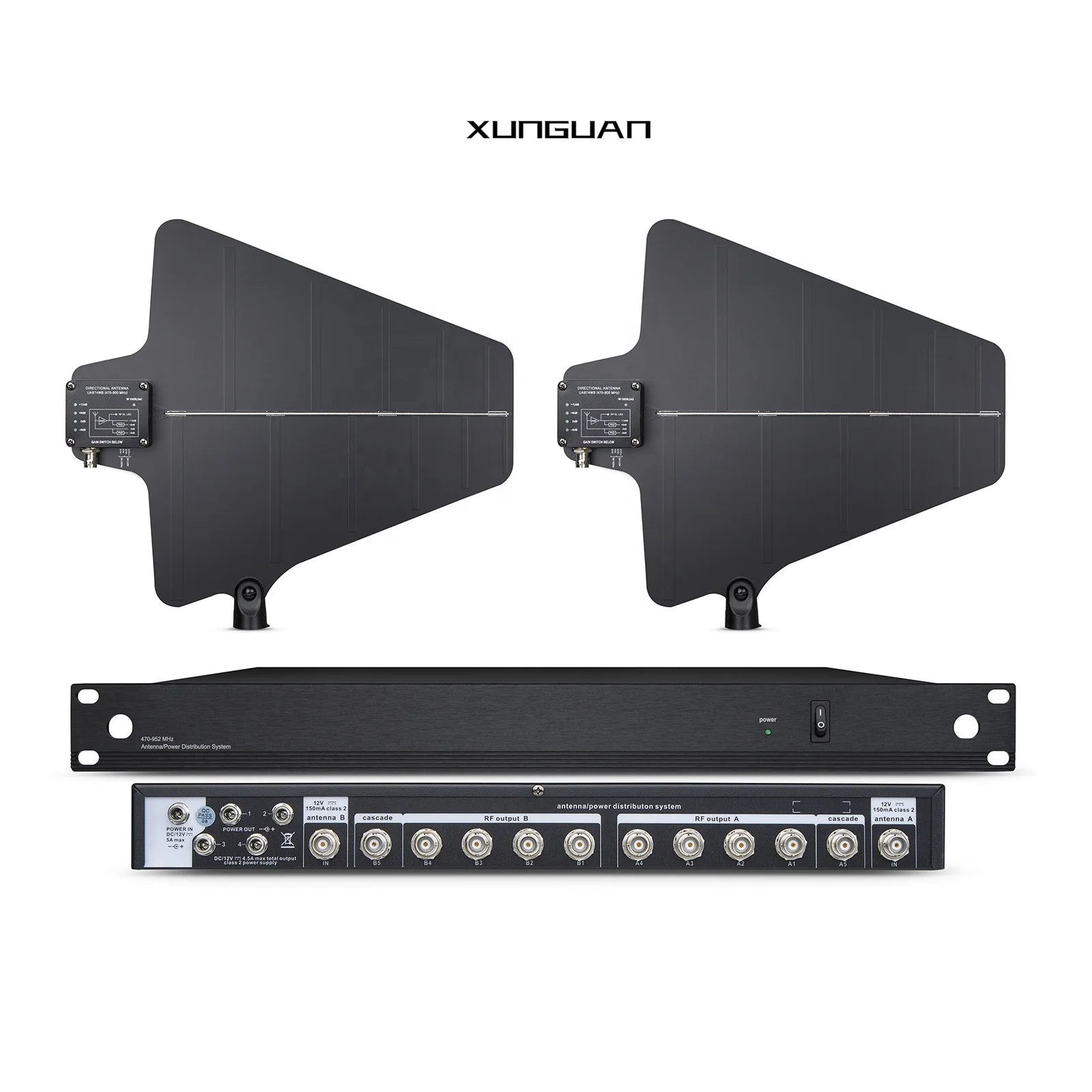 UA844+UA874 Simple Style Professional Wireless Microphone Signal Amplifier 10 Channels Antenna Distribution System