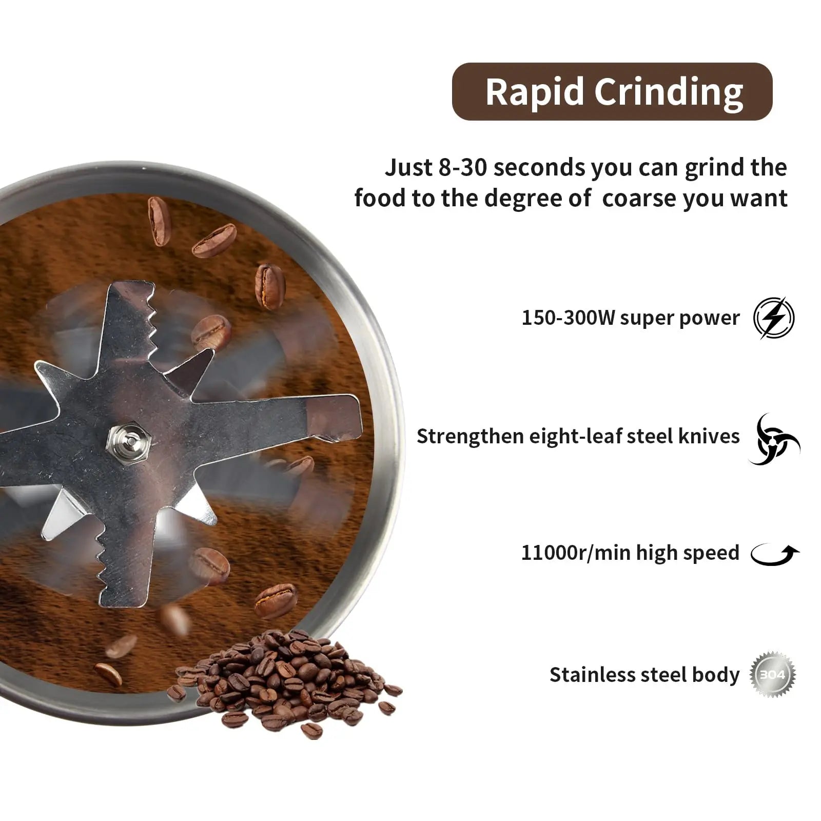 Portable Stainless Steel Personal Blender Classic Design Electric Coffee Bean Grinder Handheld Kettle for Home Hotel Tea Tools