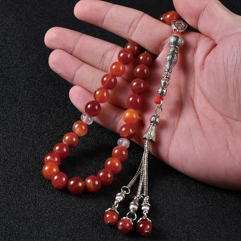 Ys342 New Arrival Prayer Beads  Agate Stainless Steel Rosaries  of Tasbih Tasbeeh Fashion Muslim  Rosary Necklace