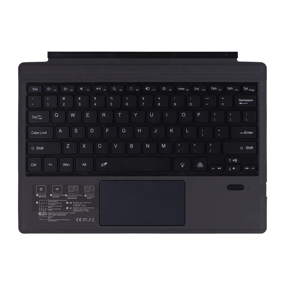 New Surface Pro6/7/5/4/3 Dedicated Full Size Scissor Switch 78-Key Wireless Keyboard 7-RGB Backlit Cover USB-C Interface