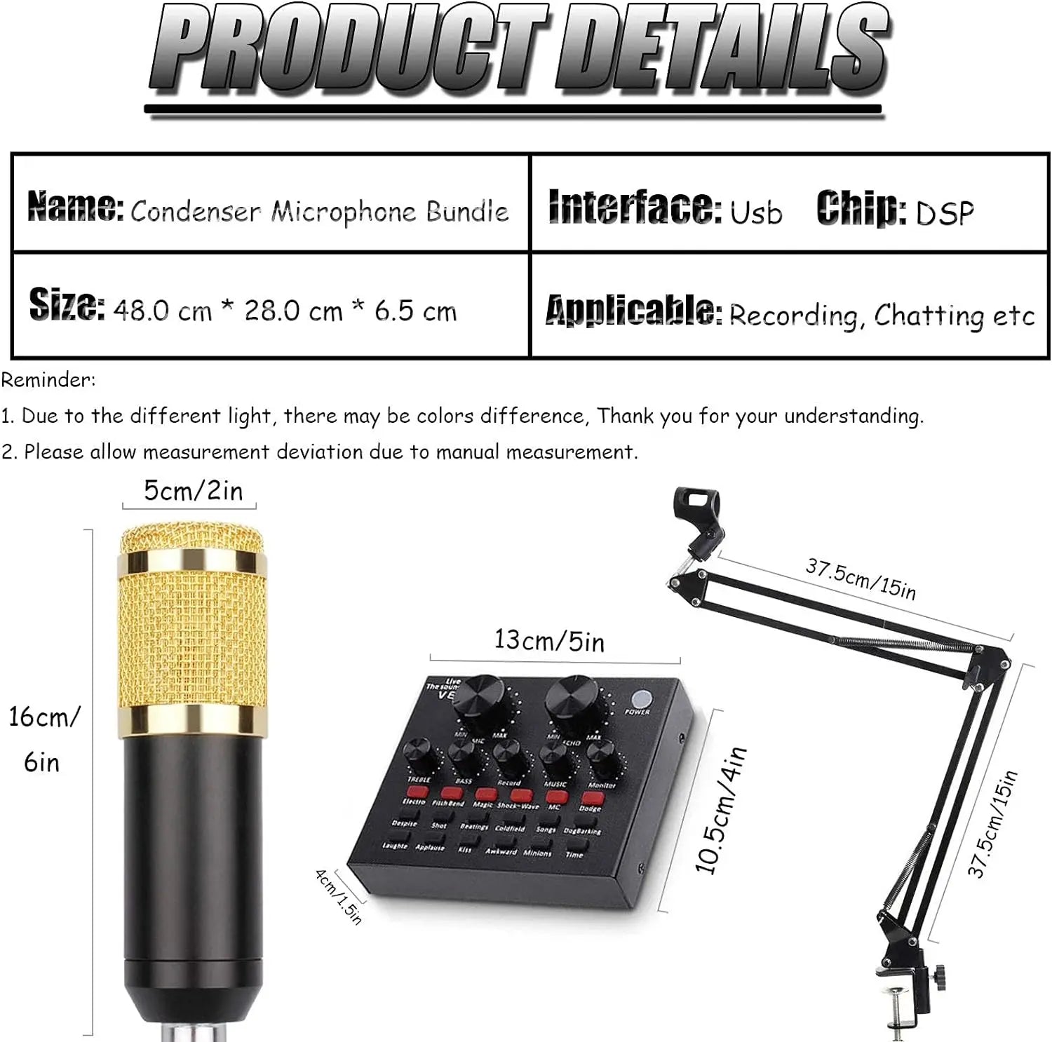 Podcast Equipment Bundle BM-800 Recording Studio Package With Voice Changer for Vlog Living Broadcast Live Streaming YouTube