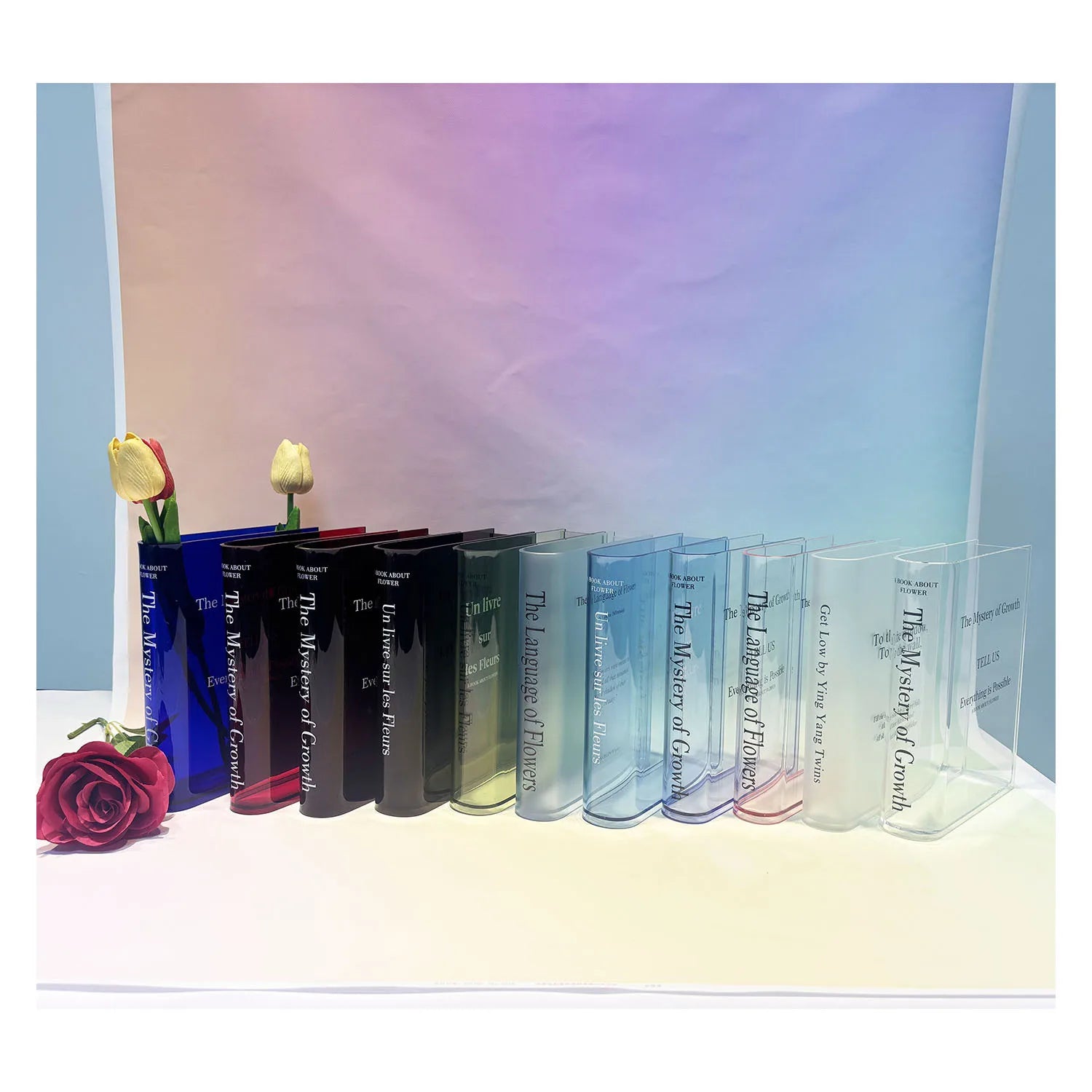 High Quality High-Transparency Acrylic Book Vase Modern Square Design with Transparent Glaze Factory Direct Sale