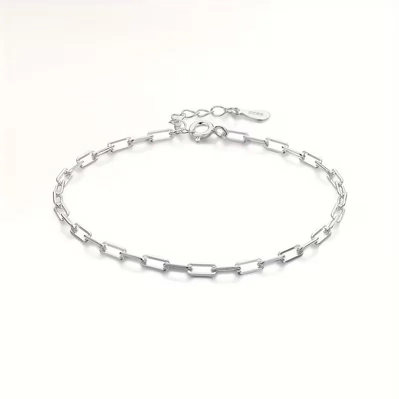 Lanshang 925 Sterling Silver Paperclip Link Chain Bracelet for Women Men Fine Jewelry Gifts US Local Stock