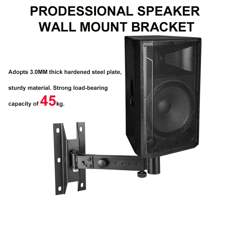 XTUGA LKT-370 Professional Tilting Rotating Surround Holder Speaker Bracket Wall Mount 45KG Capacity 0-20 Tilt/0-180 Swivel