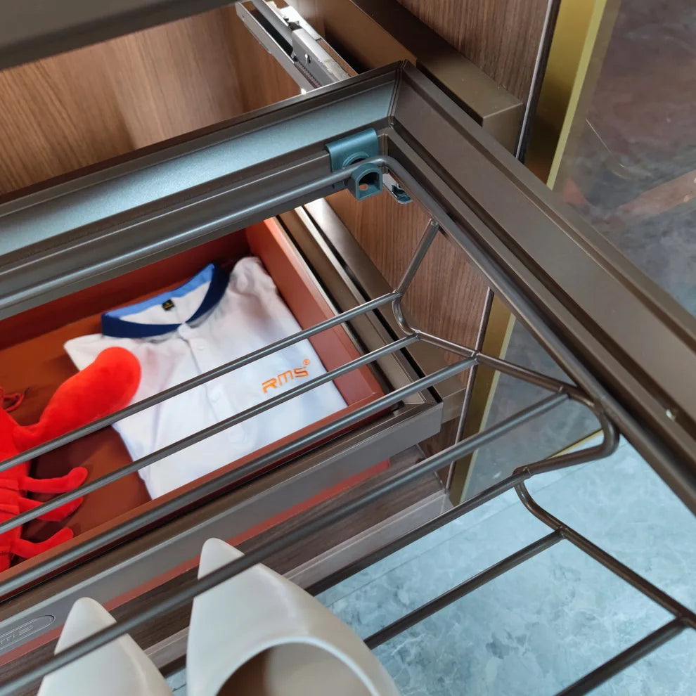 Factory Price Luxury Modern Design Bedroom Drawer Slide Out Aluminum Alloy Shoe Rack