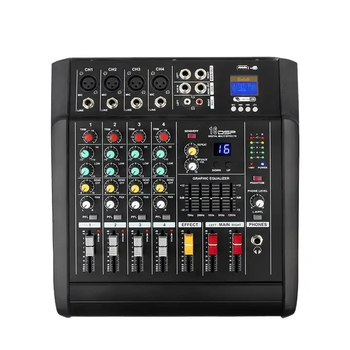 Good 402D 4 Channel Studio Mixer Professional Karaoke Mixer Amplifier Sound Audio System Audio Mixer with Power Amplifier for DJ