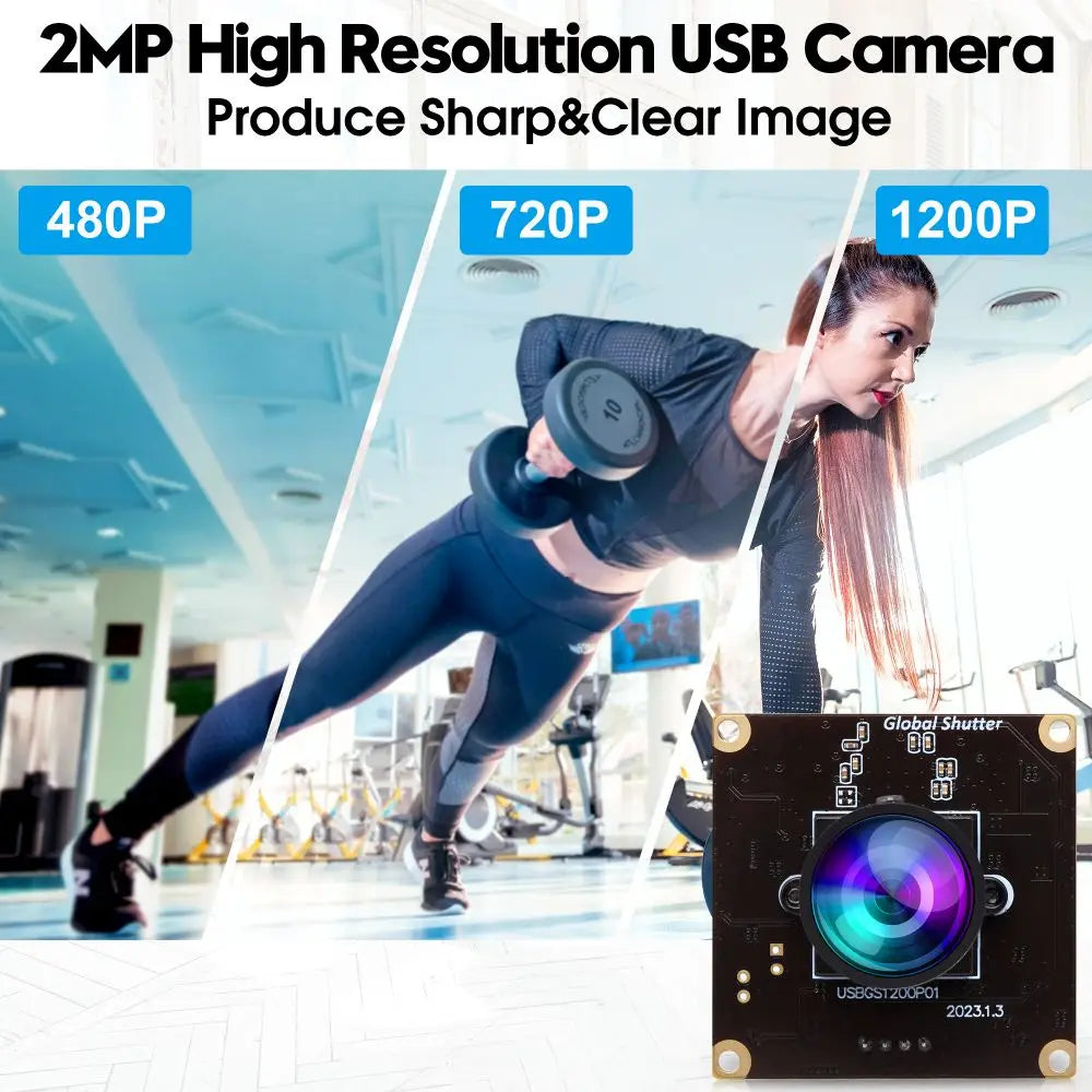 ELP 1200P HD Global Shutter USB Webcam Module High Speed 90fps Small Mini Cameras with CCTV No Distortion M12 Lens