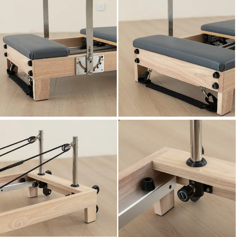 Premium Space Saving High Quality Springs Home Studio Use Foldable Oak Pilates Reformer