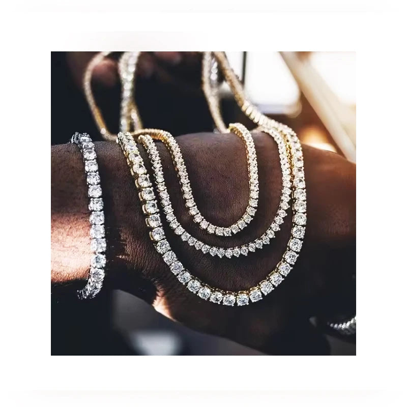 Wholesale 2mm 3mm 4mm CZ Cubic Zirconia Link Necklace 16Inch 18 Inch Fashion Women Tennis Necklace Chain