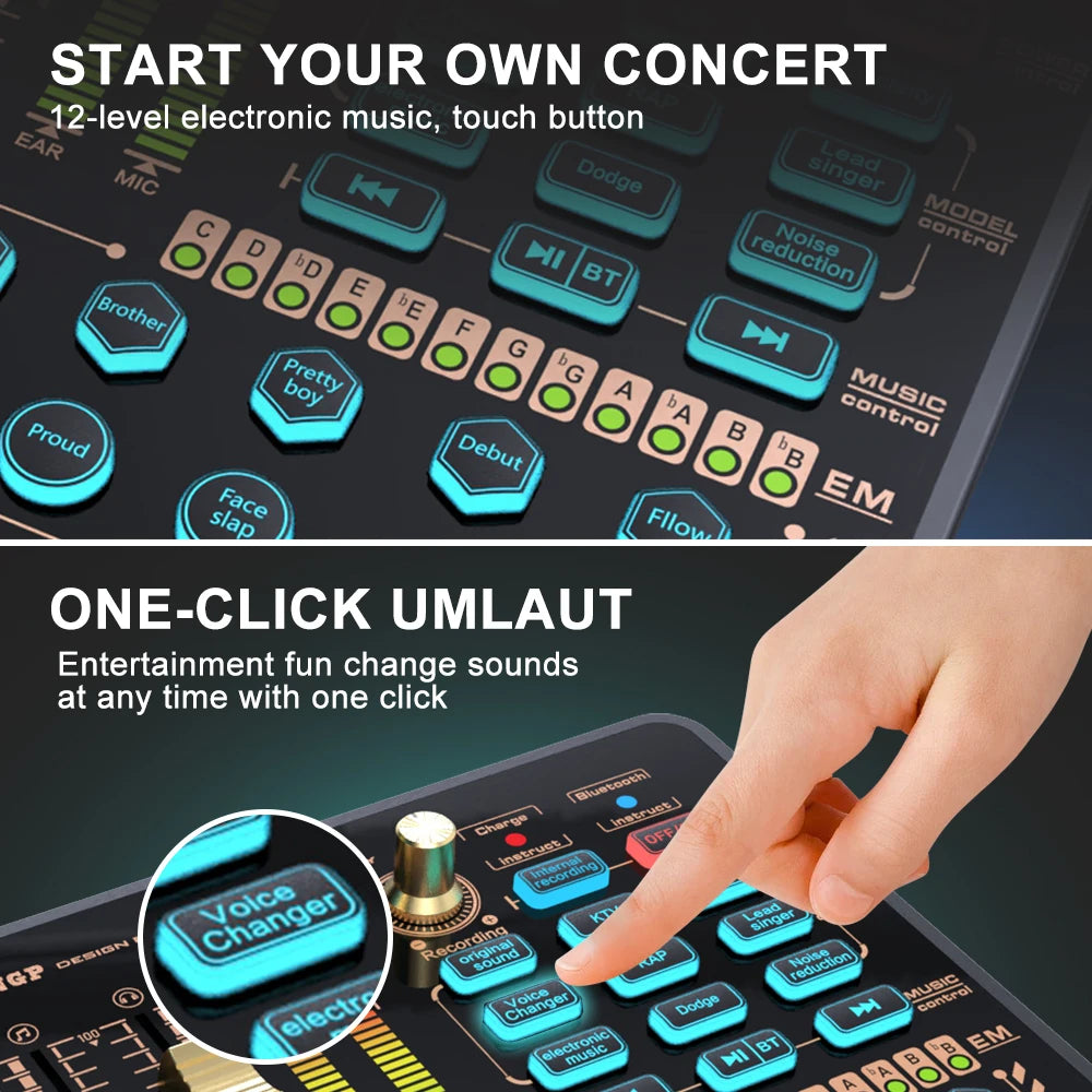 Podcast Equipment Studio Mic Soundcard Sound Card With Effect for Youtube Podcasting Broadcast Recording Streaming Gaming